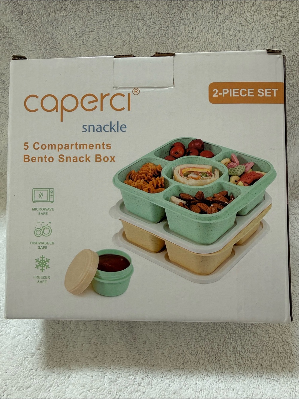 Caperci Snackle 5-Compartment Bento Snack Box - Green - Picture 5 of 10
